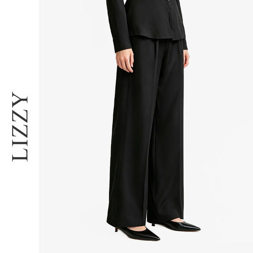 2026LIZZY天丝亚麻简约舒适松紧腰慵懒风直筒纯色长裤女夏季8193 商品图3