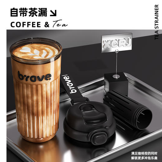 【小茶日记】咖啡杯饮水杯夏季弹盖双饮吸管杯男女学生高颜值便携随手水杯 商品图2