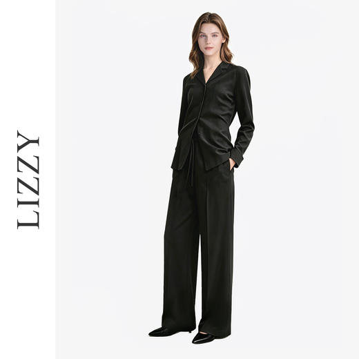 2026LIZZY亚麻天丝西装领老钱风纯色长袖衬衫外套两穿春夏女8193 商品图1
