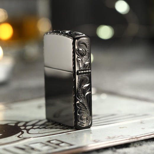 TM2553335261 Zippo 【送礼好物】打火机正版黑冰双面唐草精雕时尚收藏男士生日礼物 商品图2