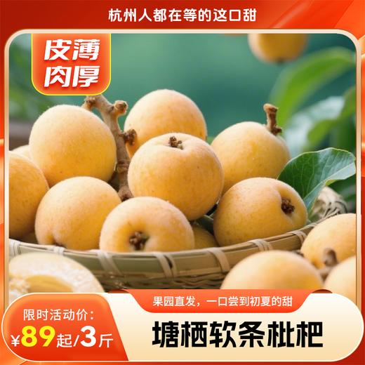 【塘栖白沙软条枇杷】杭州人都在等的这口甜  “西太洋”塘栖软条白沙枇杷，皮薄肉厚，果园直发，一口尝到初夏的甜 商品图0