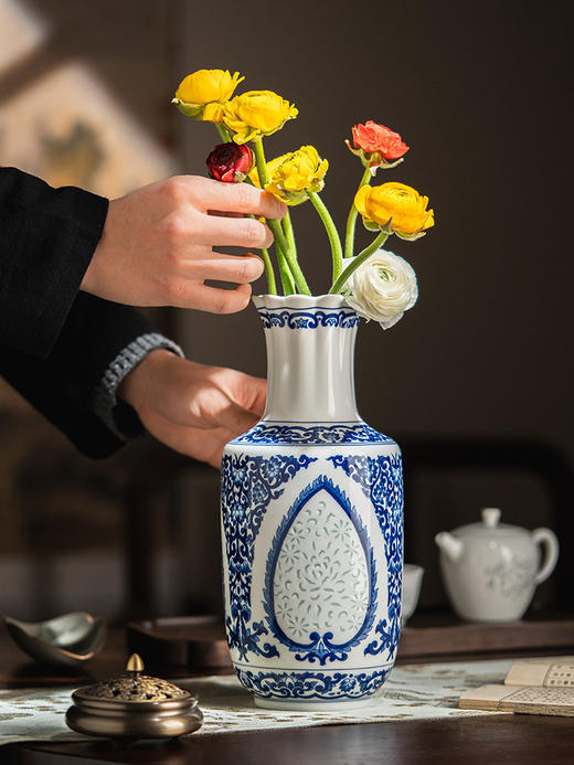 富玉呈祥丨 富玉陶瓷花瓶摆件客厅插花轻奢高级感超好看玄关桌面电视柜装饰品 商品图0