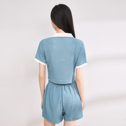 西遇休闲运动女式套装薄款夏季新款POLO翻领短袖搭基础短裤LYM39202 商品图3