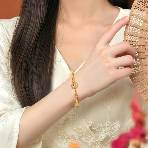 【新品首发】灵转八宝 足金八宝罗盘转经筒手链 女士礼物【按克计价黄金2】MEMORA诗普琳GB323801 商品图2