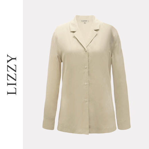 2026LIZZY亚麻天丝西装领老钱风纯色长袖衬衫外套两穿春夏女8193 商品图4
