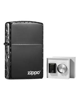 TM2553335261 Zippo 【送礼好物】打火机正版黑冰双面唐草精雕时尚收藏男士生日礼物