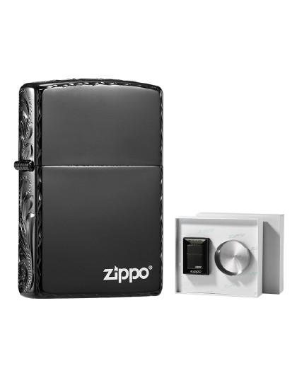 TM2553335261 Zippo 【送礼好物】打火机正版黑冰双面唐草精雕时尚收藏男士生日礼物 商品图0