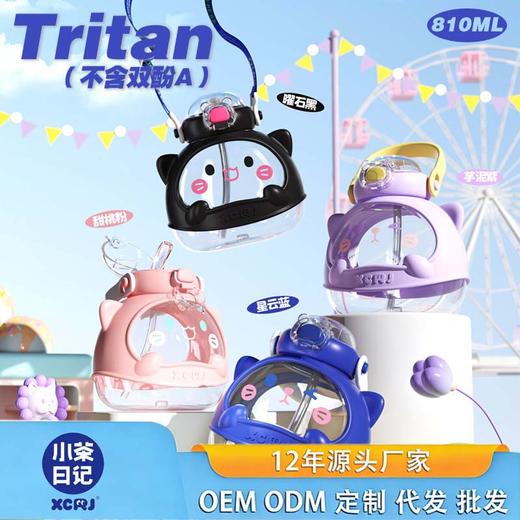 【小茶日记-梦境甜心喵】夏季水杯便携卡通耐高温防摔中小学生儿童硅胶吸管随手杯 商品图1