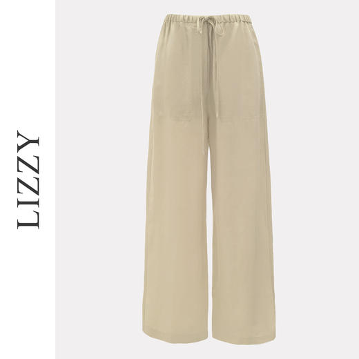 2026LIZZY天丝亚麻简约舒适松紧腰慵懒风直筒纯色长裤女夏季8193 商品图4