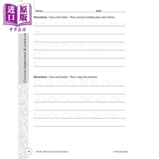 【中商原版】180 Days Cursive Advanced 180天练习册 连笔字书写进阶 4-6年级 英语书写 家庭教育课堂学习 英文原版进口图书 商品图1