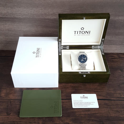 【全新】TITONI 梅花878 S-612自动机械机芯日期显示蓝面41MM（男款）Cosmo 宇宙系列精钢170426NJ82 商品图1
