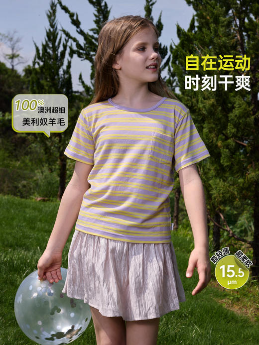 儿童轻薄条纹圆领短袖 (48小时内发货)-turdus-2026夏 商品图1