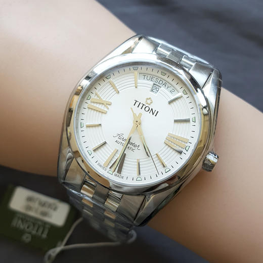 【全新】TITONI 梅花93909 S-342自动机械机芯日期显示白面条刻39MM（男款）Airmaster 空中霸王系列精钢170426NJ02 商品图8
