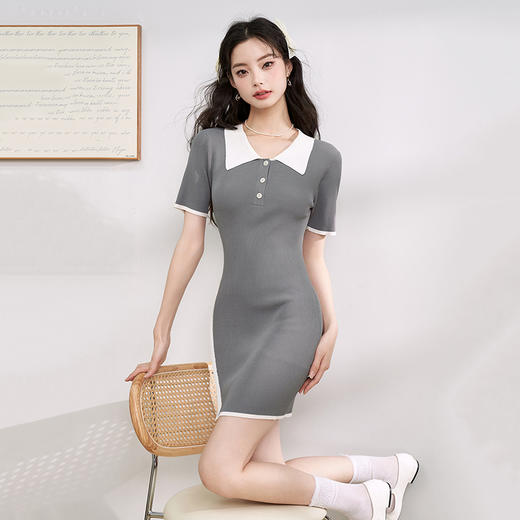 西遇学院风甜酷辣妹连衣裙女2023夏季新品修身包臀短裙子女夏LCH39061 商品图3