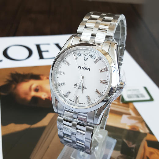 【全新】TITONI 梅花93808 S-617自动机械机芯日期显示镶条钻39MM（男款）Airmaster 空中霸王系列精钢170426NJ06 商品图2