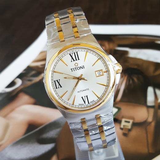 【全新】TITONI 梅花83730 SY-520自动机械机芯日期显示38MM（男款）Airmaster 空中霸王系列间金170426NJ123 商品图4