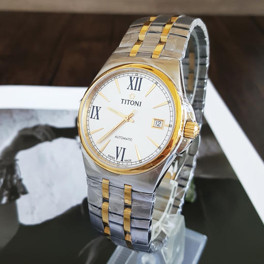 【全新】TITONI 梅花83730 SY-520自动机械机芯日期显示38MM（男款）Airmaster 空中霸王系列间金170426NJ123 商品图2