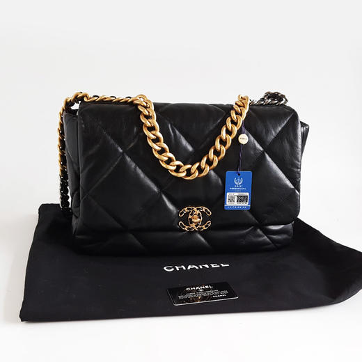 【95新】CHANEL香奈儿19bag系列AS1162 B03930 94305黑金羊皮Maxi 19Bag链条包手提单肩包女士140526AK08 商品图1