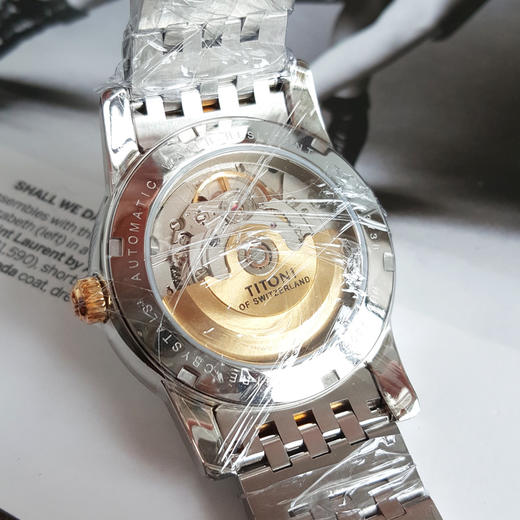 【全新】TITONI 梅花83738 SY-343自动机械机芯日期显示透明表背39MM（男款）Space Star 天星系列间金170426NJ94 商品图7