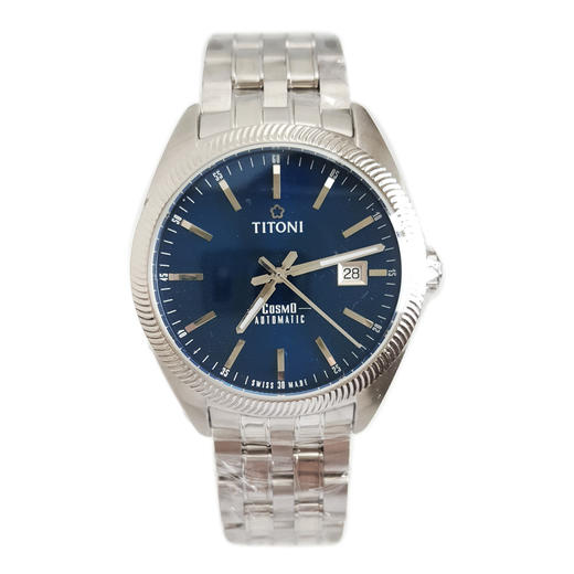 【全新】TITONI 梅花878 S-612自动机械机芯日期显示蓝面41MM（男款）Cosmo 宇宙系列精钢170426NJ82 商品图0