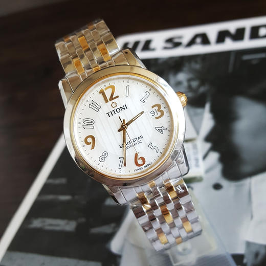 【全新】TITONI 梅花83738 SY-371自动机械机芯日期显示透明表背39MM（男款）Space Star 天星系列间金170426NJ106 商品图4