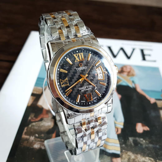 【全新】TITONI 梅花83738 SY-343自动机械机芯日期显示透明表背39MM（男款）Space Star 天星系列间金170426NJ94 商品图3