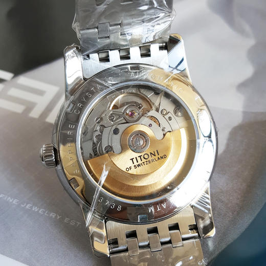 【全新】TITONI 梅花83738 S-369自动机械机芯日期显示透明表背39MM（男款）Space Star 天星系列精钢170426NJ96 商品图7