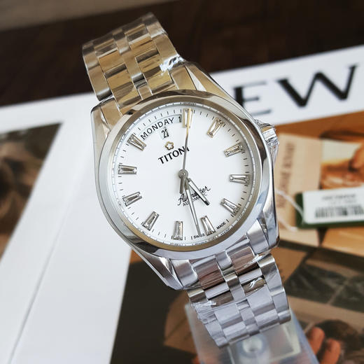 【全新】TITONI 梅花93808 S-617自动机械机芯日期显示镶条钻39MM（男款）Airmaster 空中霸王系列精钢170426NJ06 商品图4