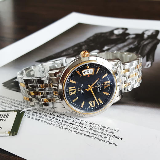 【全新】TITONI 梅花83738 SY-343自动机械机芯日期显示透明表背39MM（男款）Space Star 天星系列间金170426NJ94 商品图5