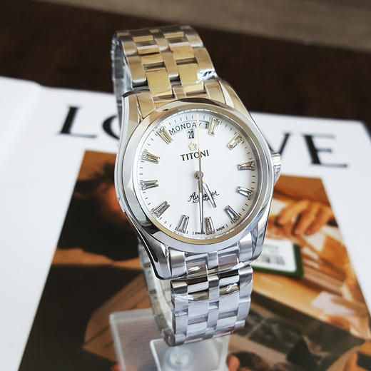 【全新】TITONI 梅花93808 S-617自动机械机芯日期显示镶条钻39MM（男款）Airmaster 空中霸王系列精钢170426NJ06 商品图3