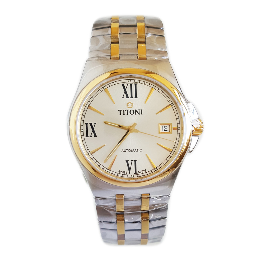 【全新】TITONI 梅花83730 SY-520自动机械机芯日期显示38MM（男款）Airmaster 空中霸王系列间金170426NJ123