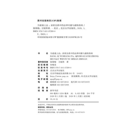 当爱遇上法：亲密关系中的法律问题与避险指南 张晓梅 王娅然 著   北京大学出版社 商品图2