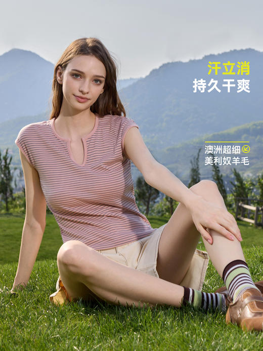 女士罗纹轻薄无袖T恤 (48小时内发货)-turdus-2026夏 商品图3