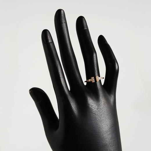 【95新】Tiffany & Co.蒂芙尼T系列玫瑰金镶钻双T开口线圈戒指52号女士070526NJS13 商品图6