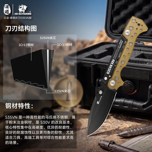 汉道S35VN摩蝎PEI手柄多功能户外刀求生刀便携折叠刀锋利刀荒野求生刀 商品图10