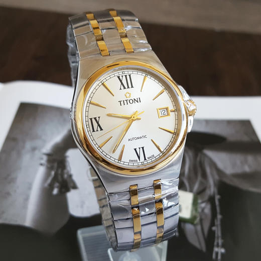 【全新】TITONI 梅花83730 SY-520自动机械机芯日期显示38MM（男款）Airmaster 空中霸王系列间金170426NJ123 商品图3