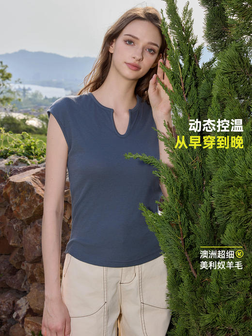 女士罗纹轻薄无袖T恤 (48小时内发货)-turdus-2026夏 商品图4