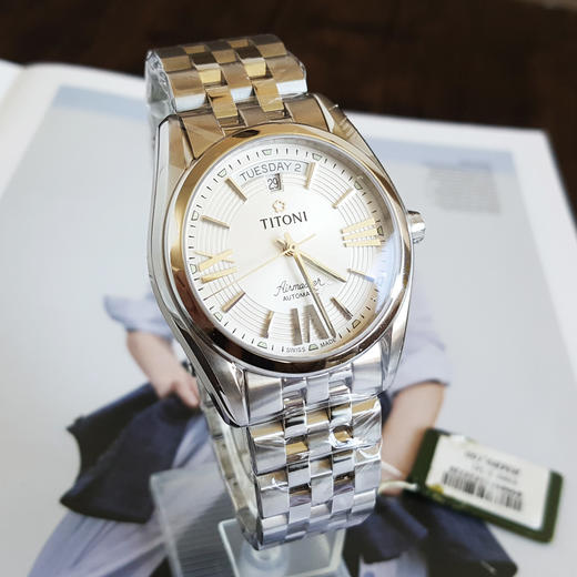 【全新】TITONI 梅花93909 S-342自动机械机芯日期显示白面条刻39MM（男款）Airmaster 空中霸王系列精钢170426NJ02 商品图3