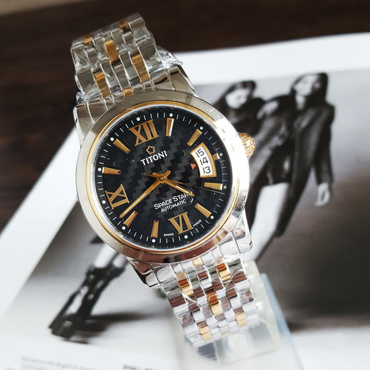 【全新】TITONI 梅花83738 SY-343自动机械机芯日期显示透明表背39MM（男款）Space Star 天星系列间金170426NJ94 商品图4