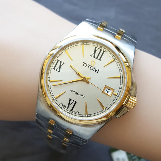 【全新】TITONI 梅花83730 SY-520自动机械机芯日期显示38MM（男款）Airmaster 空中霸王系列间金170426NJ123 商品图8