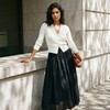 PALUOPO/PL高腰显瘦A字裙日常百搭真丝半身裙ES260359B 商品缩略图2