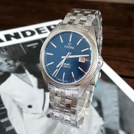 【全新】TITONI 梅花878 S-612自动机械机芯日期显示蓝面41MM（男款）Cosmo 宇宙系列精钢170426NJ82 商品图2