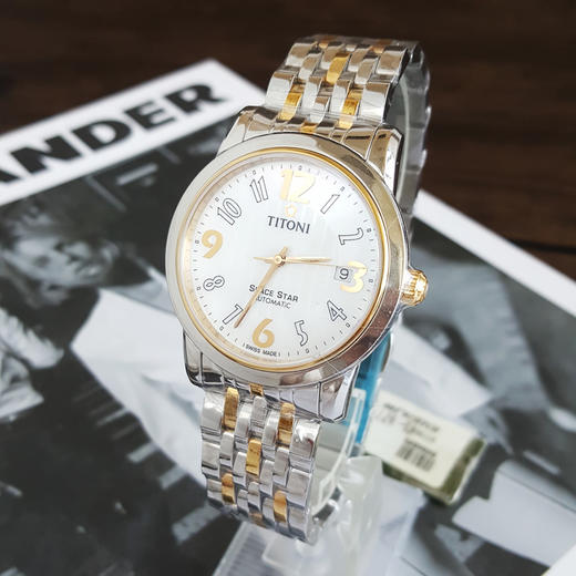 【全新】TITONI 梅花83738 SY-371自动机械机芯日期显示透明表背39MM（男款）Space Star 天星系列间金170426NJ106 商品图2