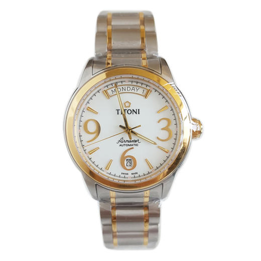 【全新】TITONI 梅花93933 SY-254自动机械机芯星期日期显示39MM（男款）Airmaster 空中霸王系列间金170426NJ10 商品图0