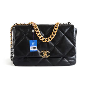 【95新】CHANEL香奈儿19bag系列AS1162 B03930 94305黑金羊皮Maxi 19Bag链条包手提单肩包女士140526AK08