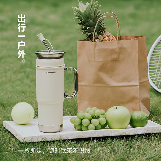 哲品 x song'tude保温杯水杯双饮吸管杯车载随行大容量纯钛内胆杯子 商品图5