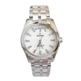 【全新】TITONI 梅花93808 S-617自动机械机芯日期显示镶条钻39MM（男款）Airmaster 空中霸王系列精钢170426NJ06