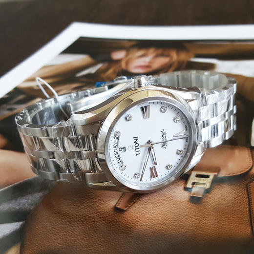 【全新】TITONI 梅花93808 S-063自动机械机芯日期显示镶水钻双钻39MM（男款）Airmaster 空中霸王系列精钢170426NJ12 商品图5