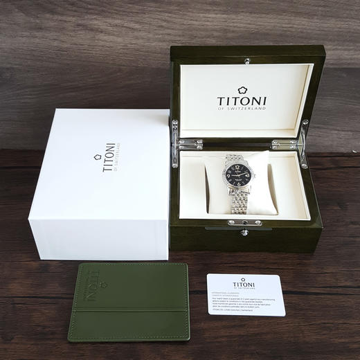 【全新】TITONI 梅花83738 S-DB-369自动机械机芯日期显示透明表背表圈水钻39MM（男款）Space Star 天星系列精钢/皮带170426NJ83 商品图1