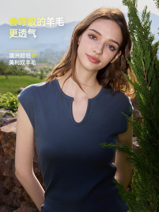 女士罗纹轻薄无袖T恤 (48小时内发货)-turdus-2026夏 商品图1